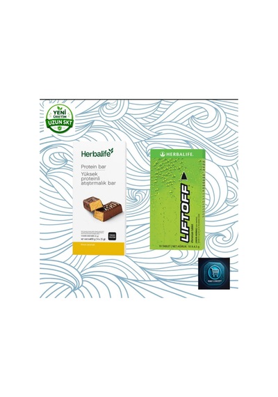 Herbalife Protein Bar 14'lü Paket + Liftoff Efervesan İçecek Limon Aromalı 10'lu Paket Barliftoffset1l