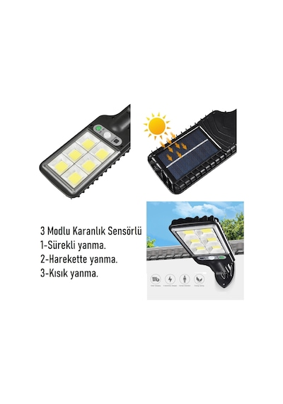 Güneş Enerjili Bahçe Aydınlatma 3 Modlu Sensörlü