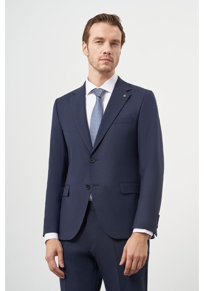 Morven Erkek Lacivert Yün Slim Fit Mono Yaka Takım Elbise 25mc001022200 Lacivert