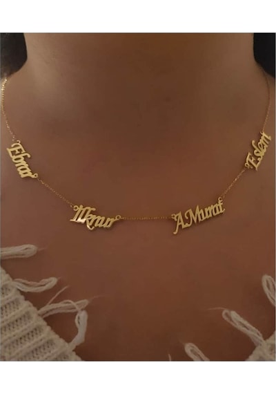 4 Lü Isim Kolye 14 Ayar 585 Yeşil Altın Işıklı Kutuda Sevgiliye Eşe Anneye Hediye Kolye