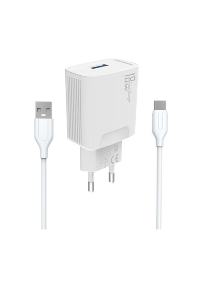 Pdateknoloyi 18w Qualcomm 3.0 Şarj Başlığı + 1m Type-c Kablo Kdr-40t 18w+type-c Kablolu Sku: Zeusb0dj5t7pbm 0240-beyaz-şekilli-48cm