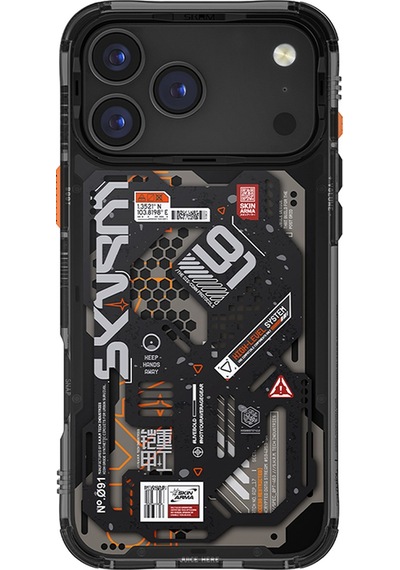 Apple Uyumlu iPhone 17 Pro Max Kılıf Desenli Airbag Tasarımlı Skinarma Spectra Kapak Siyah Siyah