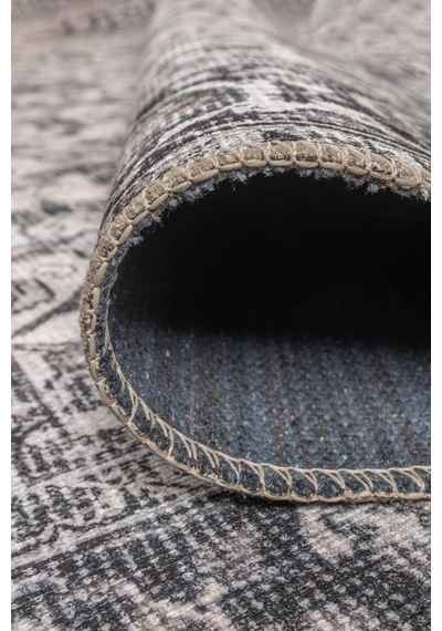 Artloop Stonart Eskitme Vintage Desenli Bej/gri Otantik Yıkanabilir Şönil Halı Al 458 Bej-gri 3