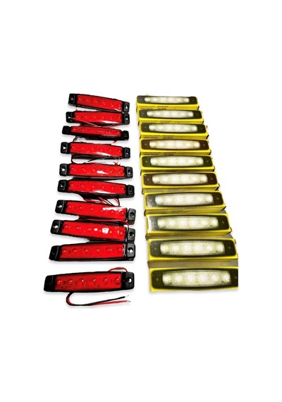 Ahmet Otomotiv Sanel 10 Adet 6 Ledli Kırmızı Parmak Led 24v Lamba Basamak Aydınlatma