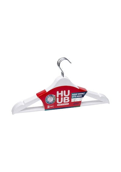 Huub Ahşap Desenli Askı 3'lü 3 Adet Renkli