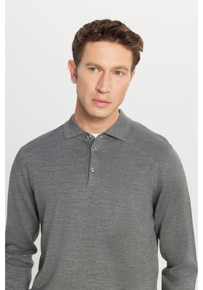 AC&Co / Altınyıldız Classics Erkek Grı Melanj Yünlü Standart Fit Normal Kesim Polo Yaka Basic Triko Kazak GRI MELANJ AC&Co / Altınyıldız Classics Erkek Grı Melanj Yünlü Standart Fit Normal Kesim Polo Yaka Basic Triko Kazak GRI MELANJ