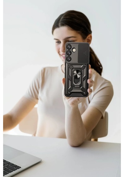 Samsung Galaxy Uyumlu   S25 Plus Kılıf Pars Lens Yüzüklü Silikon - Lacivert