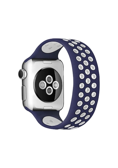 Watch 38mm Ayarlı Delikli Silikon Kordon - Lacivert-beyaz İtdark9631