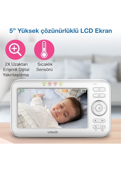 Vtech Uyarlanabilir Gece Lambalı 5 Görüntülü Bebek Monitörü - Vm5254