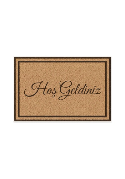 Kartela Halı Hoş Geldiniz Yazılı Çift Çerçeveli Kapı Paspası Koko Kaymaz Kauçuk Taban 40x60 Cm