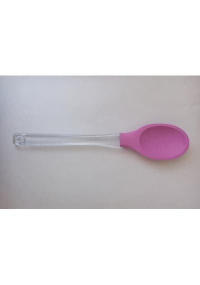 Silikon Kaşık, Mutfak Kullanımı İçin Şeffaf Saplı, Isıya Dayanıklı, Askılı Tasarım 2, Lila