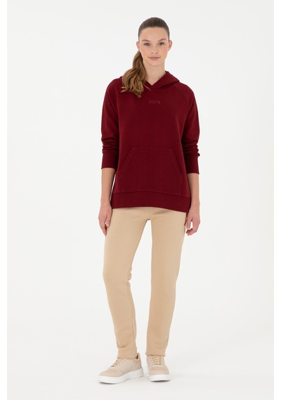 U.S. Polo Assn. Kadın Bordo Kapüşonlu Sweatshirt 50296944-VR014
