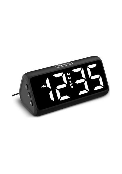 Yatak Odaları İçin Dijital Çalar Saat, Çift Alarmlı Yüksek Sesli Çalar Saat, Kalın Rakamlar, 5 Dimmer, 4 Cilt, E