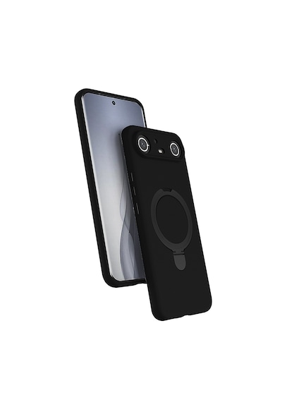 Tecno Spark Slim 5g Kılıf Kamera Korumalı Halkalı Dikey Standlı Pürüzsüz Premium M-safe Uyumlu Kapak Siyah