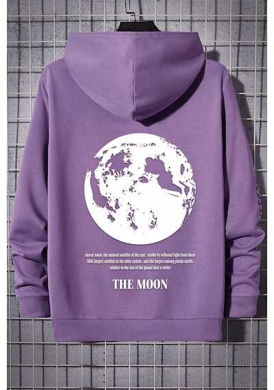 Uyguntarz Unisex The Moon Baskılı Sweatshirt Lila