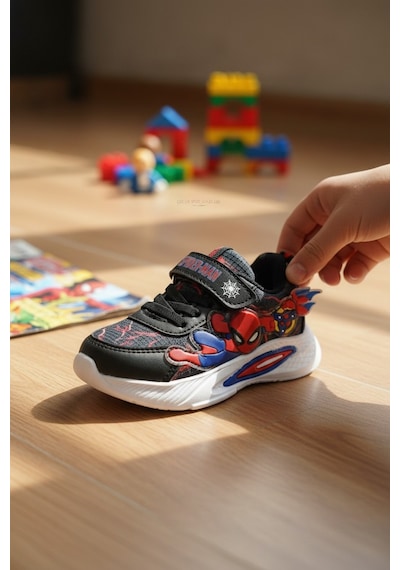 Enoch Çocuk Ortopedik Tabanlı Örümcek Adam Karakterli Işıklı Sneaker Ayakkabı SİYAH-BEYAZ Enoch Çocuk Ortopedik Tabanlı Örümcek Adam Karakterli Işıklı Sneaker Ayakkabı SİYAH-BEYAZ