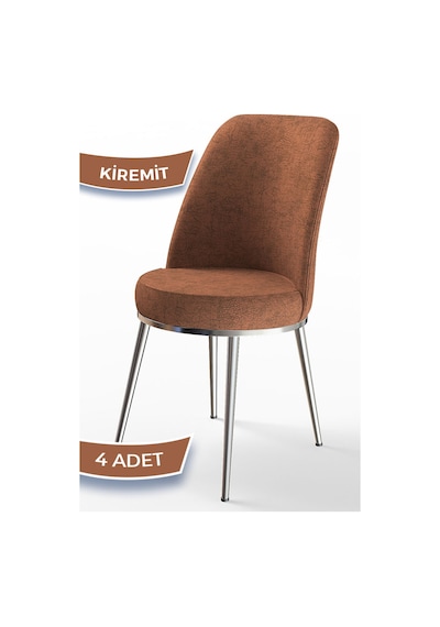 Canisa Concept Dexa Serisi Kiremit Renk 4 Adet Sandalye, Renk Kiremit, Ayaklar Krom Kiremit