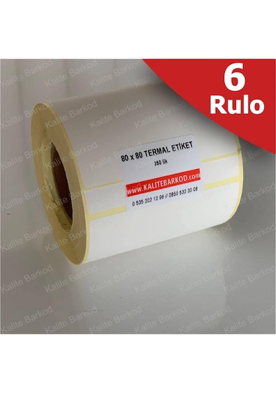80X80 Termal Etiket 6 Rulo Barkod Etiket Kalite Barkod