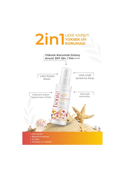 Bonte Care Leke Karşıtı Uva Uvb Güneş Kremi SPF50+ 100 ML