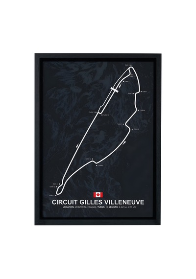 Gilles Villeneuve F1 Pisti Ahşap Çerçeveli Tablo Kanada Gp Poster Siyah