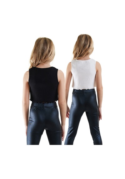 Denokids Kız Çocuk Siyah Beyaz Crop Atlet 2'li Takım Renkli