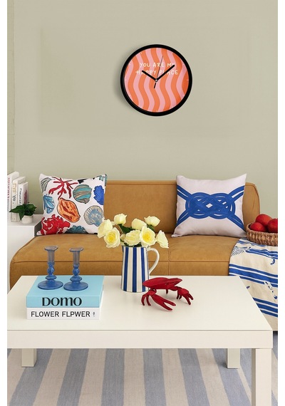 Modern Yazılı Tasarım - '' You Are My Happy Place '' Duvar Saati - 25cm - Önü Camlı Siyah Kasa-jh0677 Siyah