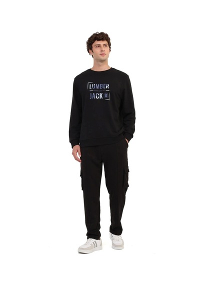 Lumberjack Ola 16id26-1 0 Yaka Erkek Sweat - Siyah