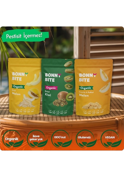 Kurutulmuş Organik Kavun, Kivi & Çıtır Kavun 3'lü Paketi Diğer