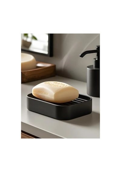 Buççin Online Mağaza Minimalist Sabunluk Siyah Modern Banyo Sabun Standı Dekoratif Sabun Tutucu Plastik Siyah Çok Renkli