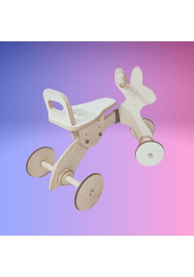 Montessori Çocuk Denge Bisikleti 2-6 Yaş / Mdf Tavşan