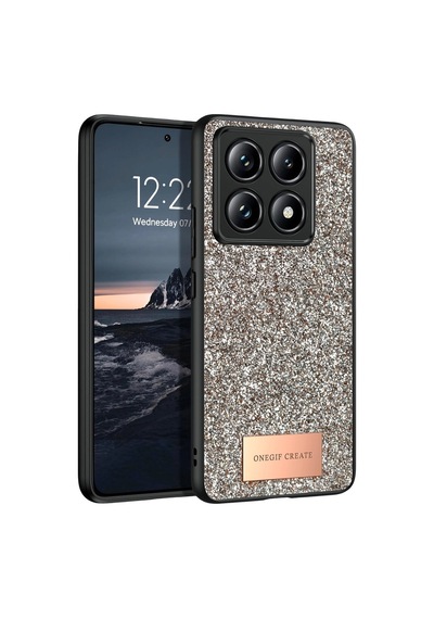 Onegif Xiaomi Mi 14t Pro Bright Simli Kapak - Gold 0.2M-Çok Renkli