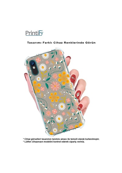 Huawei Mate 20 Lite Uyumlu Köşe Korumalı Antişok Kapak Çiçek Tasarımlı Şeffaf Kılıf