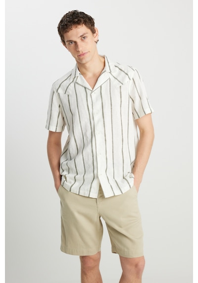 Wrangler Relaxed Fit Geniş Kesim Pamuklu Bej Gömlek Natural Stripe