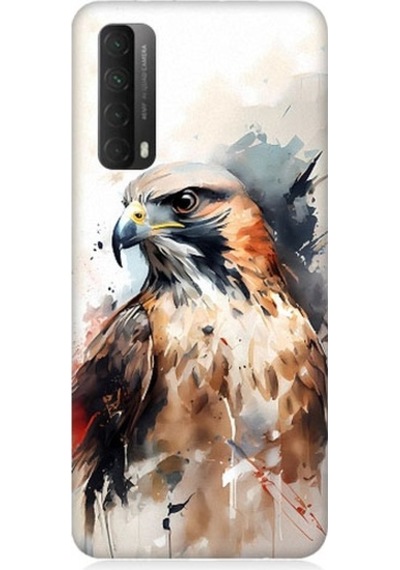Huawei P Smart 2021 Uyumlu Siyah Beyaz Asil Kartal Desenli Silikon Kılıf