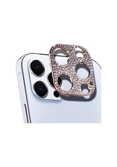 Ally iPhone Uyumlu 12 Pro Max Kamera Koruyucu Lens Diamond Taş İşlemeli- 5775 Pembe