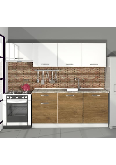 Decoraktiv Smart 240 Mdf Hazır Mutfak Dolabı - Tezgah Dahil - Pera Beyaz Beyaz - Meşe Decoraktiv Smart 240 Mdf Hazır Mutfak Dolabı - Tezgah Dahil - Pera Beyaz Beyaz - Meşe