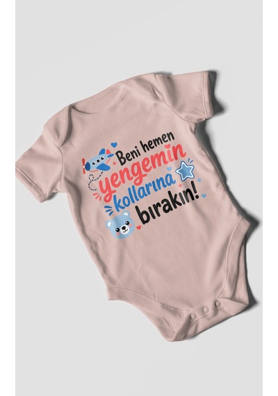 Morivokids Yengeye Özel Kısa Kollu Bebek Body %100 Pamuk Zbn150-kk Pastel Pembe