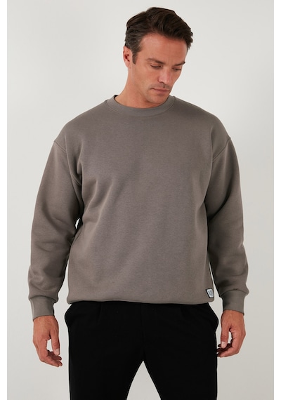 Buratti Regular Fit Bisiklet Yaka Pamuklu Içi Tüylü Yumuşak Şardonlu Erkek Sweat 5905255 Toprak