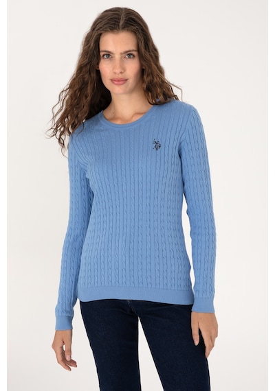 U.S. Polo Assn. Kadın Açık Mavi Bisiklet Yaka Basic Kazak 50313626-VR003