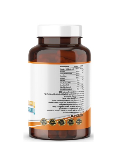 NCS Vitamin C Çinko Propolis 120 Tablet Vitamin D Quercetin Resveratrol