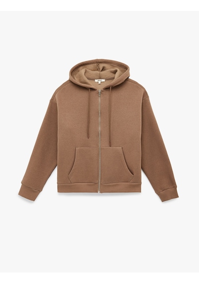 Koton Fermuarlı Cep Detaylı Kapüşonlu Oversize Sweatshirt Vizon 6sak10128nk 05x Koton Fermuarlı Cep Detaylı Kapüşonlu Oversize Sweatshirt Vizon 6sak10128nk 05x