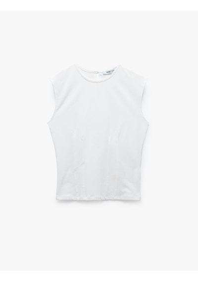 Koton Pamuklu Slim Fit Arkadan Kapama Detaylı Sıfır Kol Tişört Kırık Beyaz 5sak10059pk Ekru Koton Pamuklu Slim Fit Arkadan Kapama Detaylı Sıfır Kol Tişört Kırık Beyaz 5sak10059pk Ekru