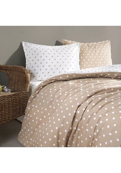 Coté Blanc Dots Capuccino %100 Pamuk Battal Boy Nevresim Takımı Çok Renkli
