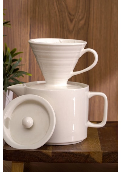 Coffee Filter V60 Porselen Kırık Beyaz Dripper Kahve Filtresi