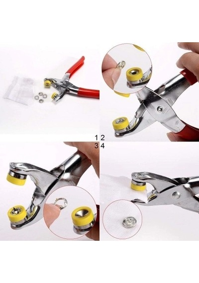 Metal Çıtçıt Düğme Pensesi Ve 25 Set Düğme Takımı Renkli