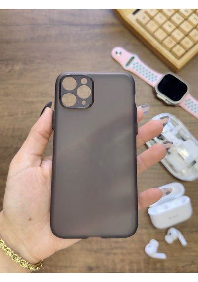 Apple iPhone 11 Pro Uyumlu Süper İnce Mat Ultra Thin Silikon Kılıf Buzlu Siyah