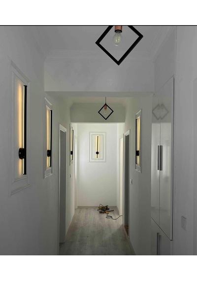 Tr Modern Dekoratif Led Duvar Aplik 66 Cm Günışığı Siyah 1 Adet Pilli Diğer