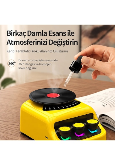 Venandin Z18 Gromo Bluetooth Hoparlör Retro Rgb Hoparlör Ve 360 Dönen Aroma Diskli Esans Koku Dağıtıcı
