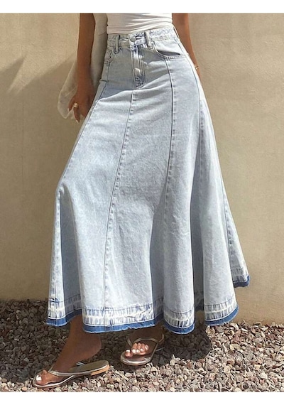 Vellichor Kadın A Form Mavi Denim Etek Çok Renkli
