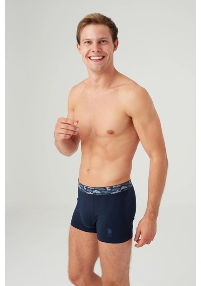 U.S. Polo Assn. Erkek Gri Melanj - Lacivert 2 Li Boxer 80357 Gri Melanj - Lacivert